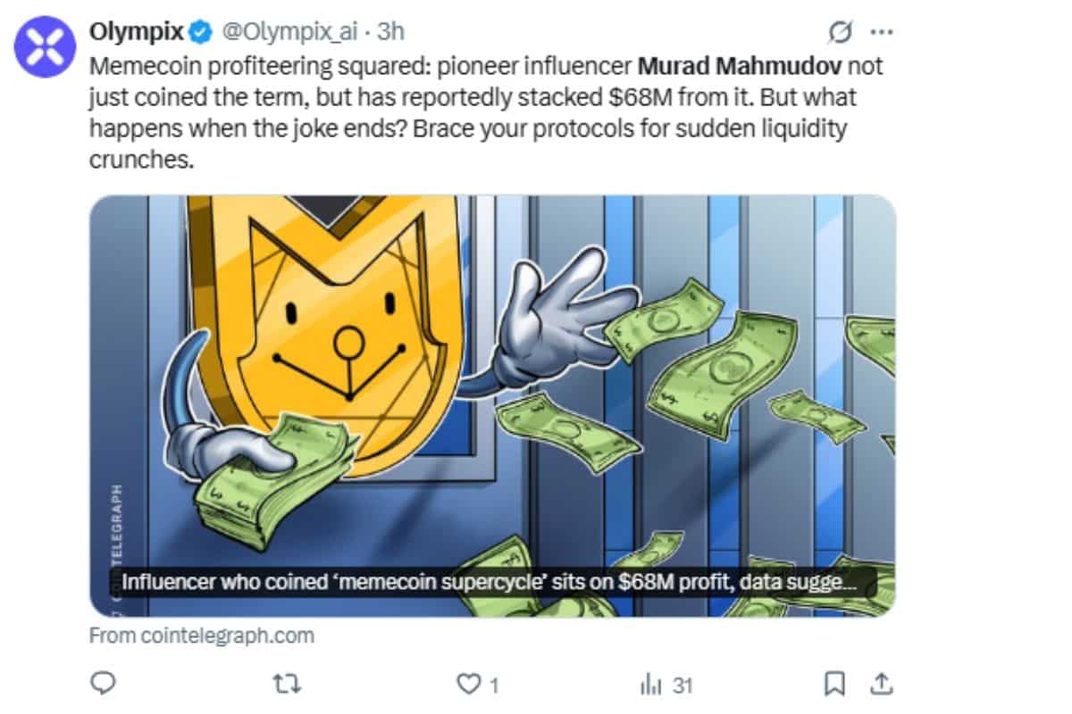68 M $ grâce à un memecoin : le « supercycle » de Murad Mahmudov fait débat